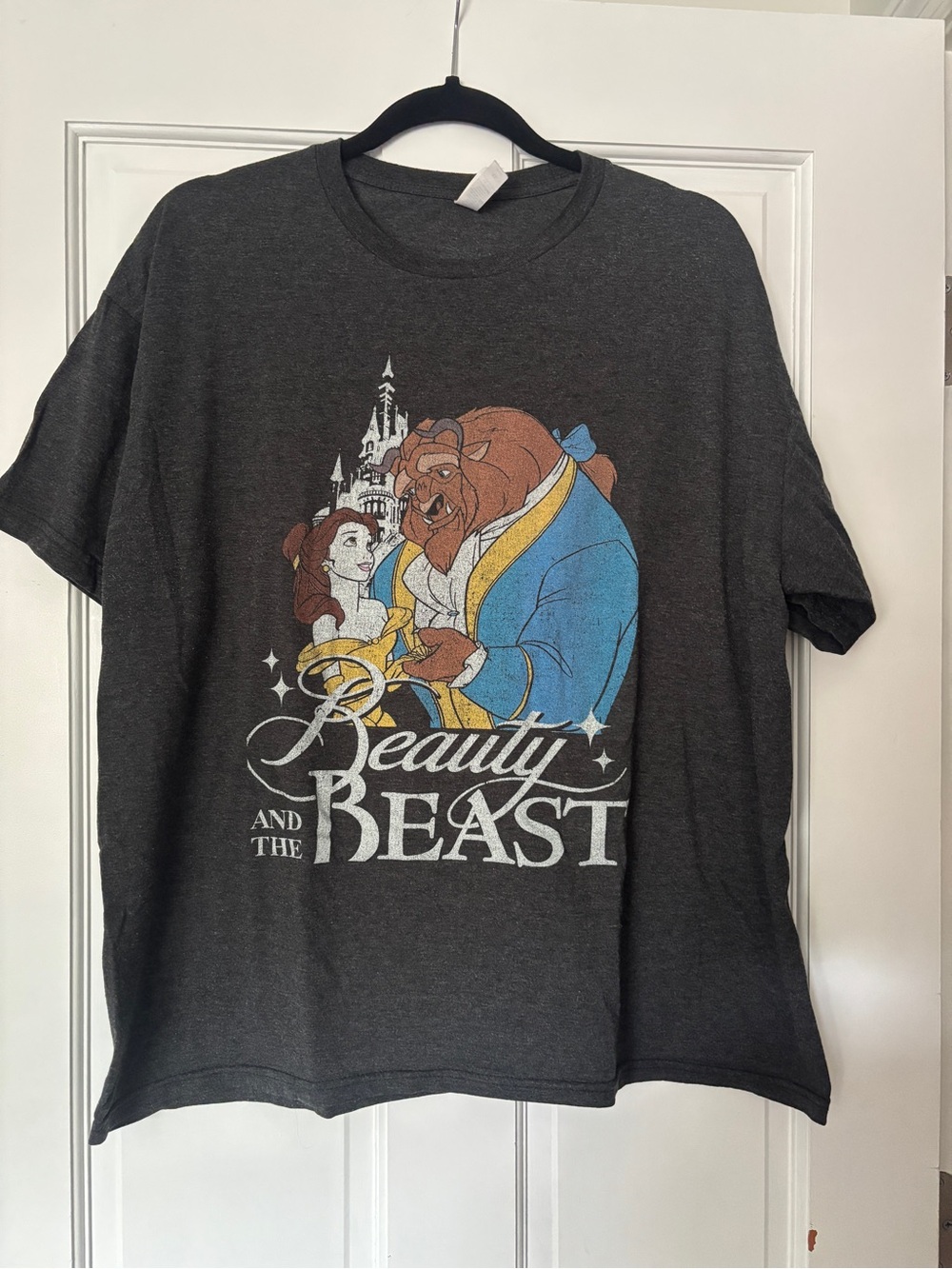 Disney Beauty and the Beast Graphic Tee - Charcoal, Blue, Gold